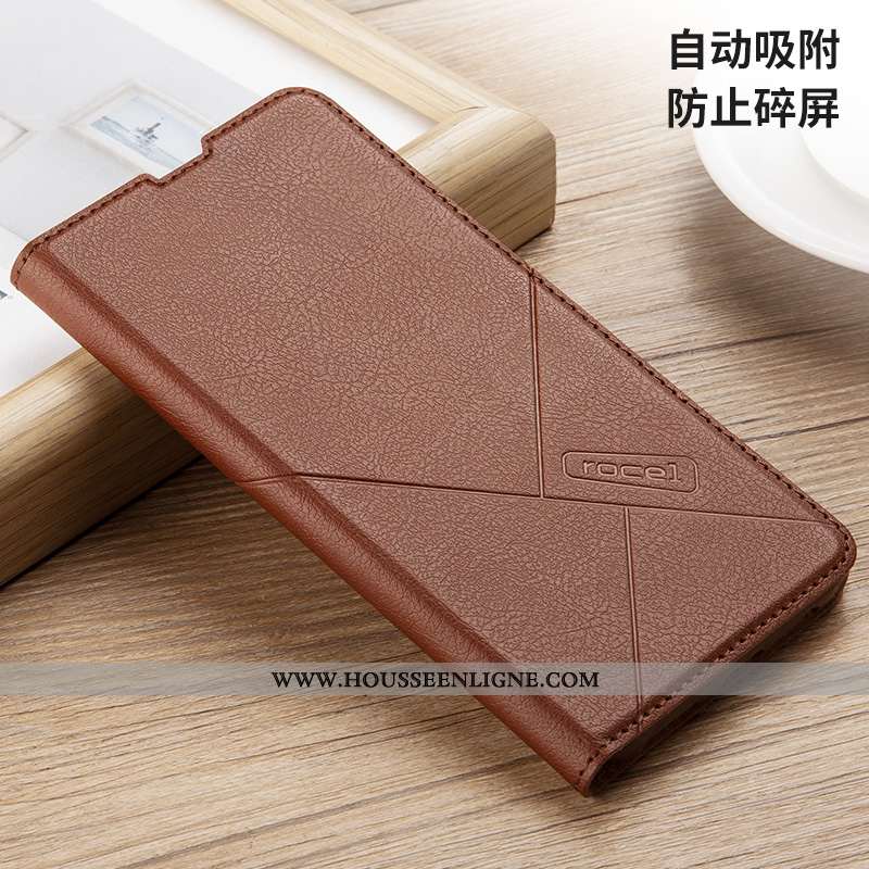Housse Xiaomi Redmi Note 7 Personnalité Cuir Tout Compris Silicone Étui Coque Marron