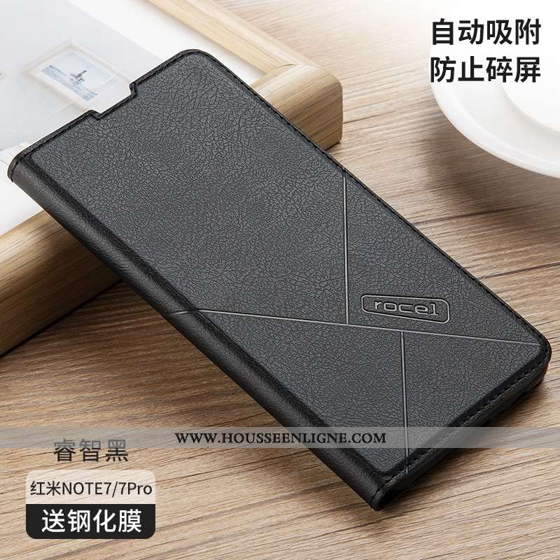 Housse Xiaomi Redmi Note 7 Personnalité Cuir Tout Compris Silicone Étui Coque Marron