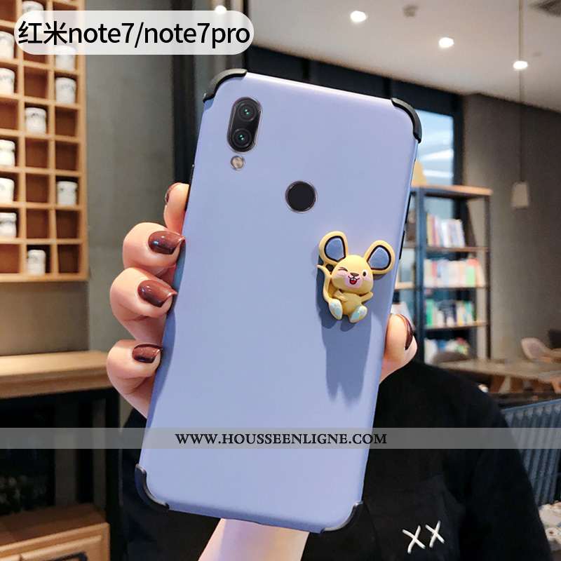 Housse Xiaomi Redmi Note 7 Protection Délavé En Daim Silicone Petit Téléphone Portable Bleu Ultra