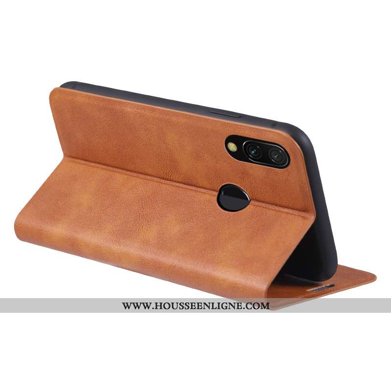 Housse Xiaomi Redmi Note 7 Protection Personnalité Cuir Clamshell Carte Support Tout Compris Marron
