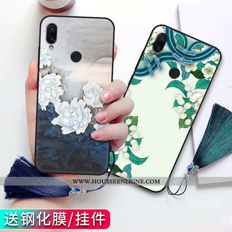 Housse Xiaomi Redmi Note 7 Silicone Protection Tout Compris Étui Classiques Pivoine Fluide Doux Vert