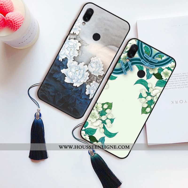 Housse Xiaomi Redmi Note 7 Silicone Protection Tout Compris Étui Classiques Pivoine Fluide Doux Vert