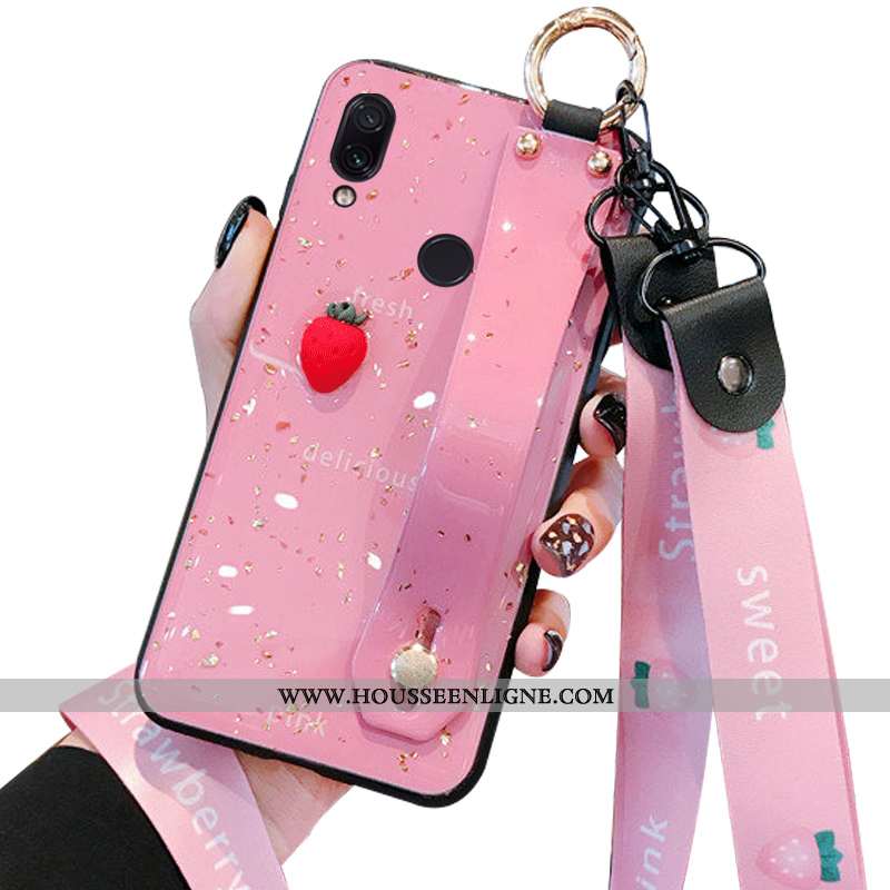 Housse Xiaomi Redmi Note 7 Tendance Fluide Doux Net Rouge Petit Bovins Protection Vert Rose