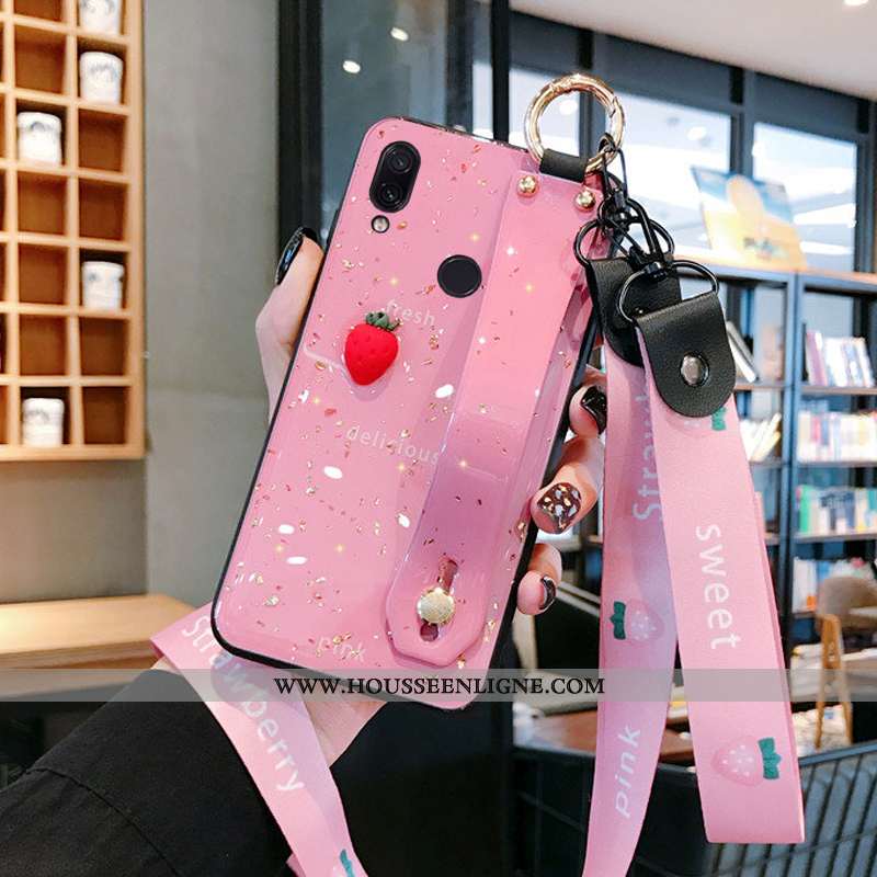 Housse Xiaomi Redmi Note 7 Tendance Fluide Doux Net Rouge Petit Bovins Protection Vert Rose