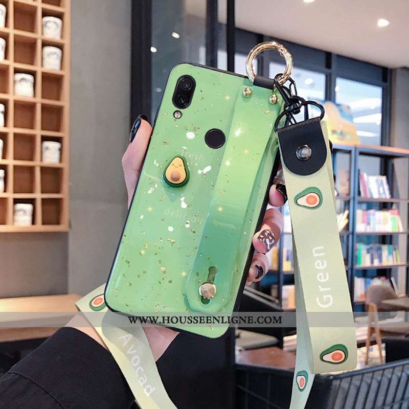 Housse Xiaomi Redmi Note 7 Tendance Fluide Doux Net Rouge Petit Bovins Protection Vert Rose
