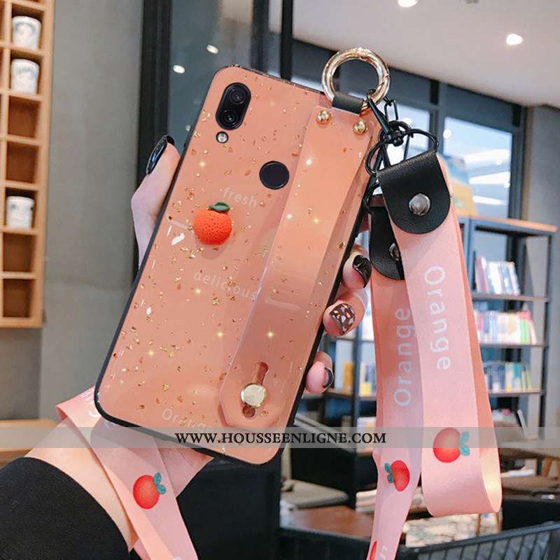 Housse Xiaomi Redmi Note 7 Tendance Fluide Doux Net Rouge Petit Bovins Protection Vert Rose