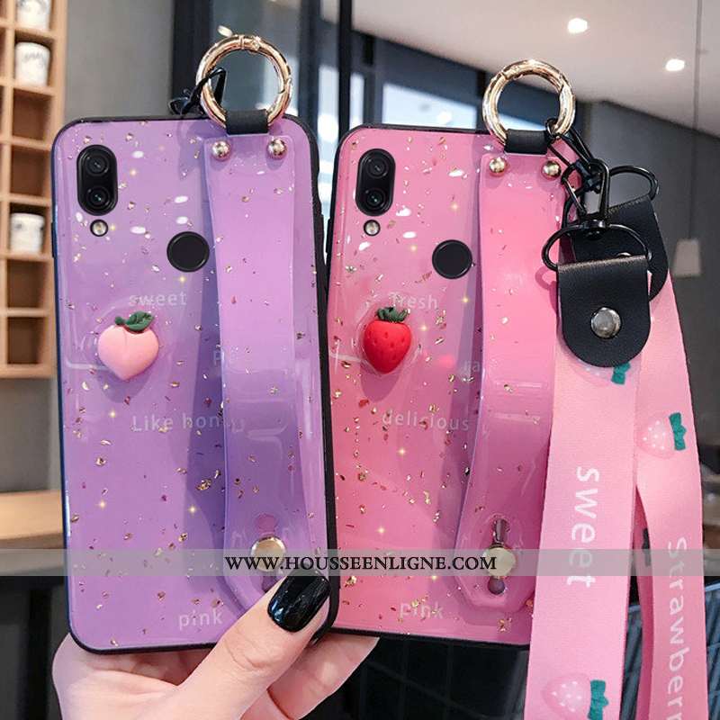 Housse Xiaomi Redmi Note 7 Tendance Fluide Doux Net Rouge Petit Bovins Protection Vert Rose