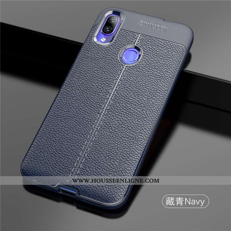 Housse Xiaomi Redmi Note 7 Ultra Légère Téléphone Portable Étui Coque Cuir Modèle Fleurie Bleu Foncé