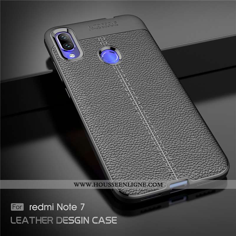 Housse Xiaomi Redmi Note 7 Ultra Légère Téléphone Portable Étui Coque Cuir Modèle Fleurie Bleu Foncé