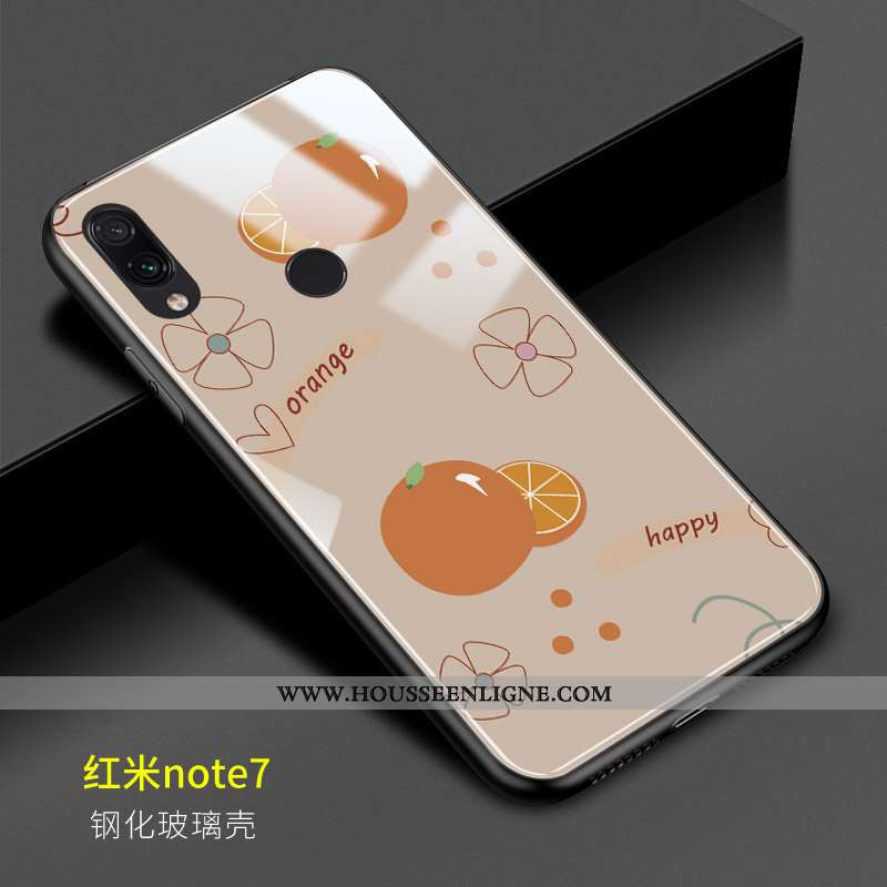 Housse Xiaomi Redmi Note 7 Verre Personnalité Étui Rose Coque Frais Incassable