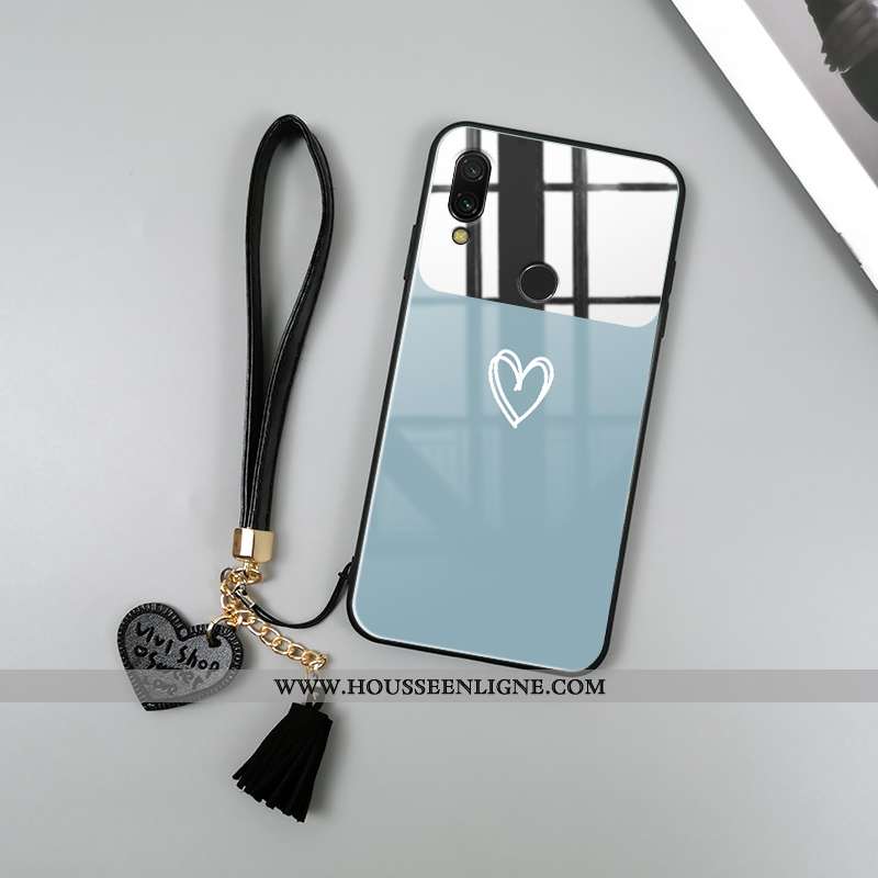 Housse Xiaomi Redmi Note 7 Verre Tendance Amour Bleu Fluide Doux Amoureux Tout Compris