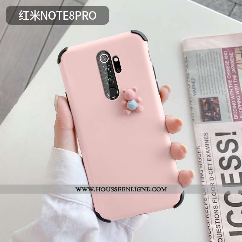 Housse Xiaomi Redmi Note 8 Pro Ultra Légère Téléphone Portable Dimensionnel Étui Charmant Petit Roug