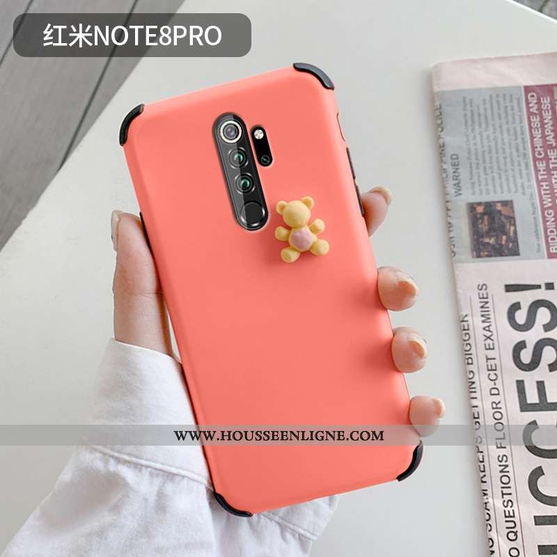 Housse Xiaomi Redmi Note 8 Pro Ultra Légère Téléphone Portable Dimensionnel Étui Charmant Petit Roug
