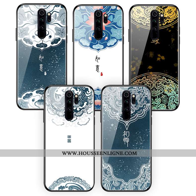 Housse Xiaomi Redmi Note 8 Pro Verre Fleur Téléphone Portable Art Style Chinois Blanc Petit Blanche