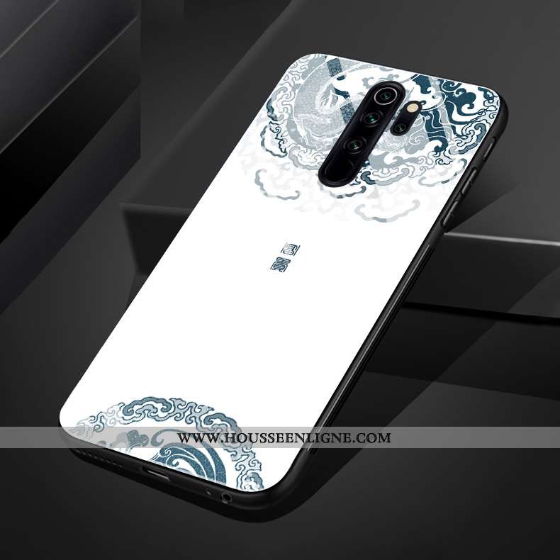 Housse Xiaomi Redmi Note 8 Pro Verre Fleur Téléphone Portable Art Style Chinois Blanc Petit Blanche