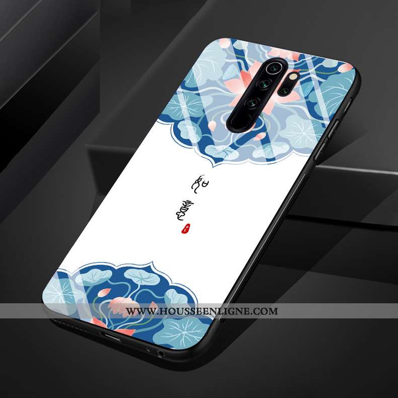 Housse Xiaomi Redmi Note 8 Pro Verre Fleur Téléphone Portable Art Style Chinois Blanc Petit Blanche