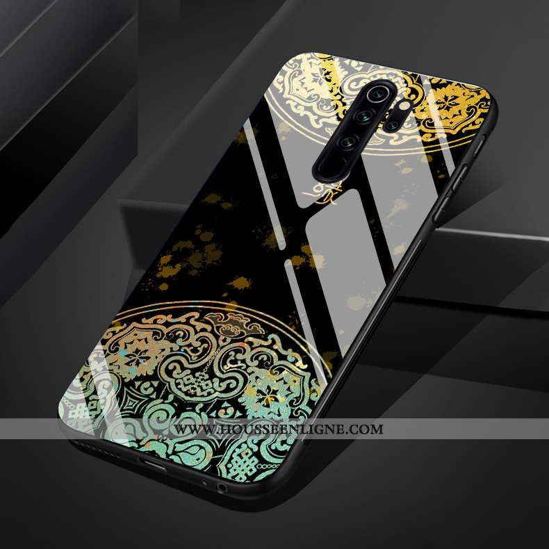 Housse Xiaomi Redmi Note 8 Pro Verre Fleur Téléphone Portable Art Style Chinois Blanc Petit Blanche