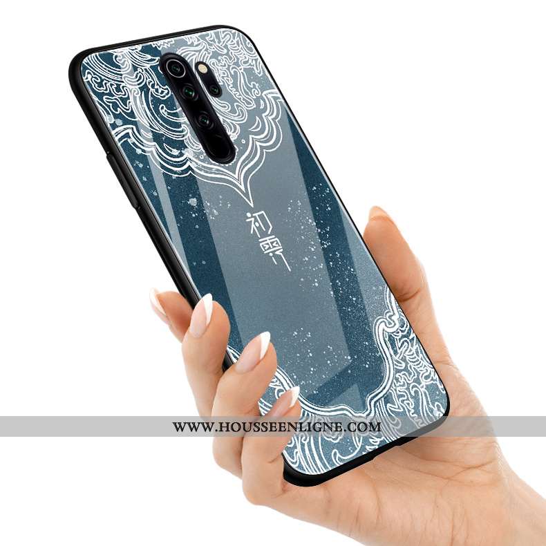 Housse Xiaomi Redmi Note 8 Pro Verre Fleur Téléphone Portable Art Style Chinois Blanc Petit Blanche