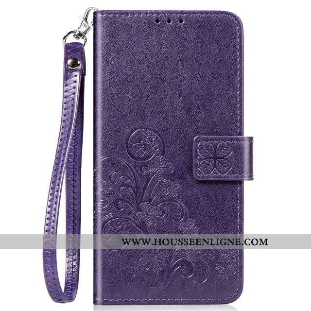 Housse Xiaomi Redmi Note 9 Cuir Fluide Doux Téléphone Portable Rouge Petit Étui Clamshell Violet