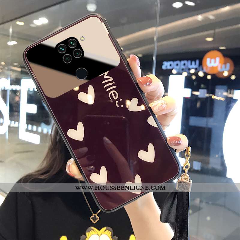 Housse Xiaomi Redmi Note 9 Luxe Verre Incassable Tempérer Créatif Rouge Étui