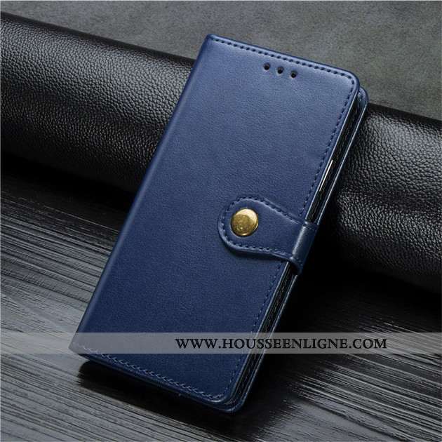 Housse Xiaomi Redmi Note 9 Pro Cuir Petit Coque Téléphone Portable Bleu Marin Clamshell Étui Bleu Fo