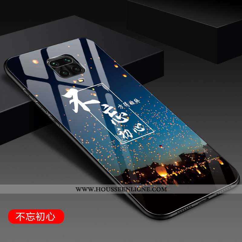 Housse Xiaomi Redmi Note 9 Pro Verre Personnalité Coque Tout Compris Mode Bleu Petit