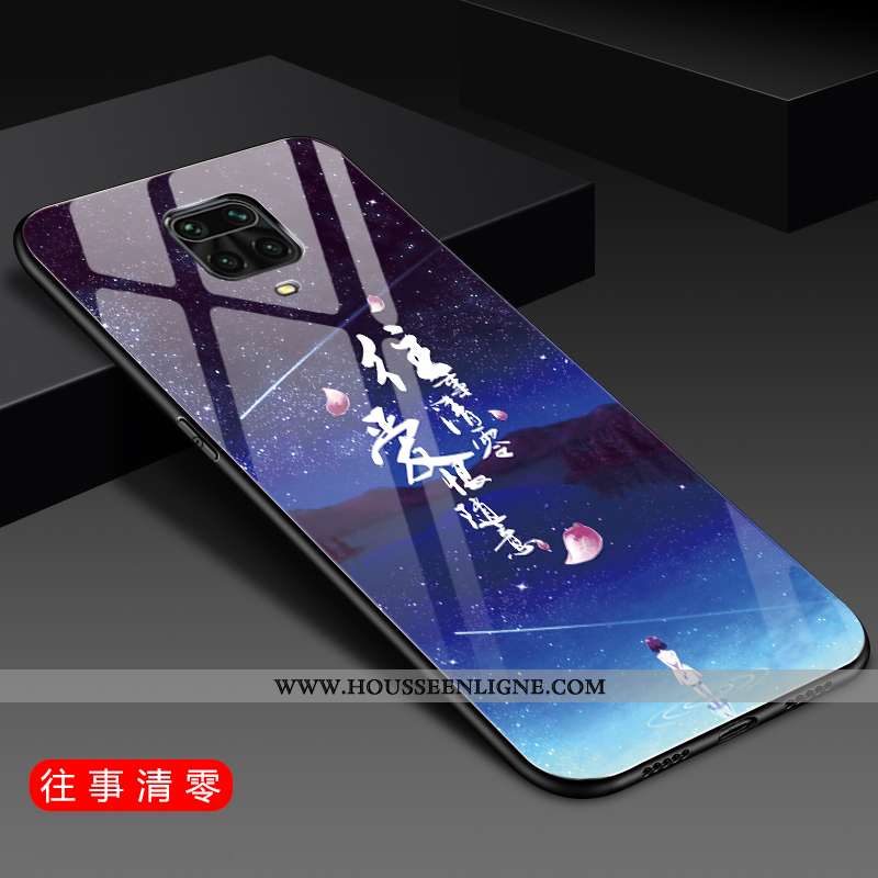 Housse Xiaomi Redmi Note 9 Pro Verre Personnalité Coque Tout Compris Mode Bleu Petit