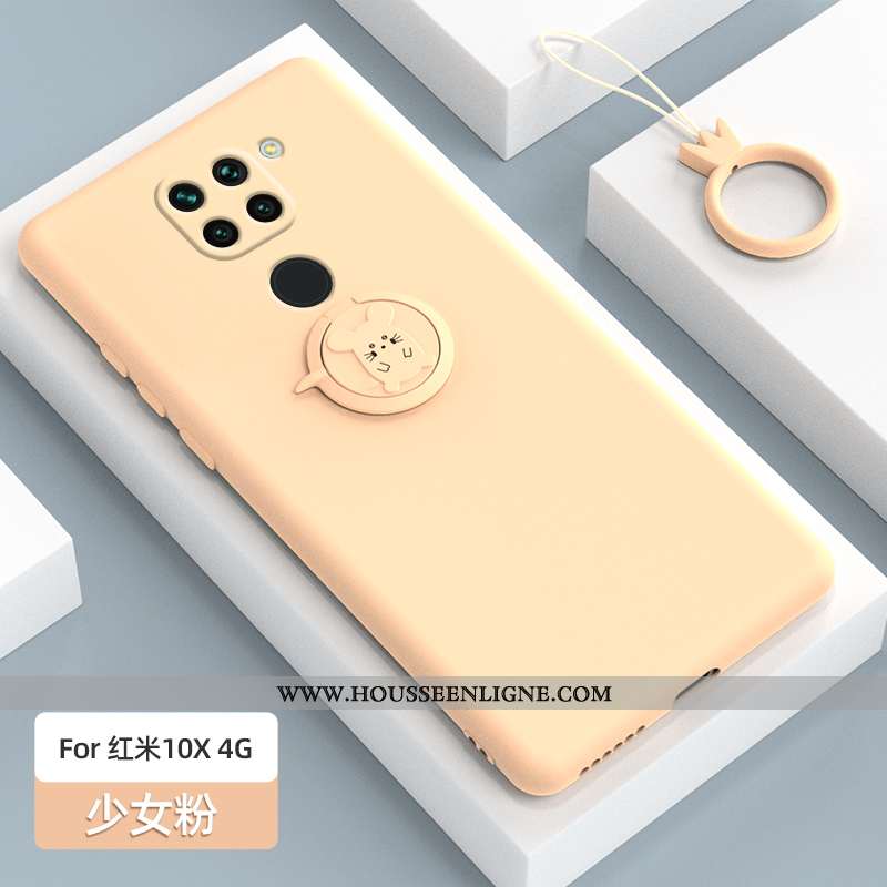 Housse Xiaomi Redmi Note 9 Protection Délavé En Daim Silicone Simple Support Rouge Rose