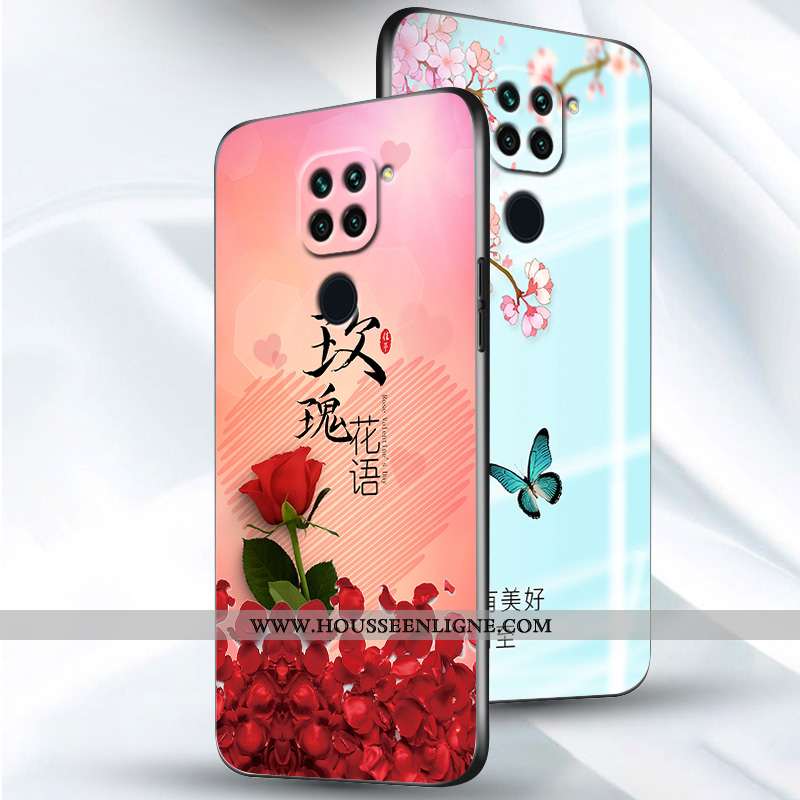 Housse Xiaomi Redmi Note 9 Silicone Protection Nouveau Étui Coque Fleur Incassable Rose