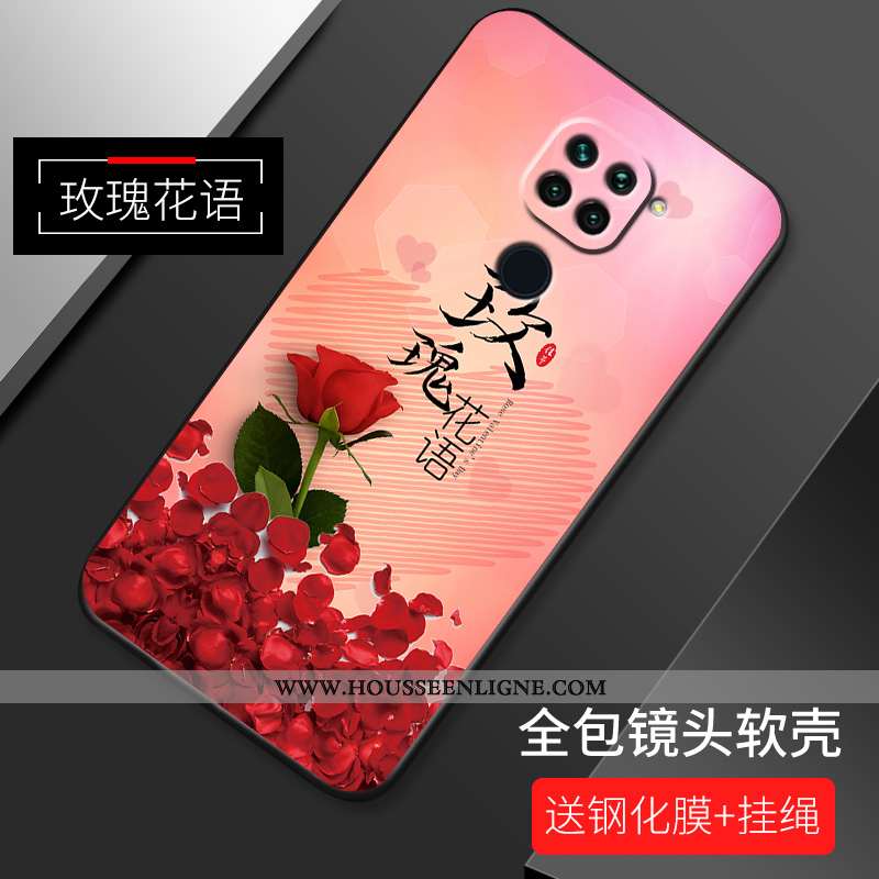 Housse Xiaomi Redmi Note 9 Silicone Protection Nouveau Étui Coque Fleur Incassable Rose