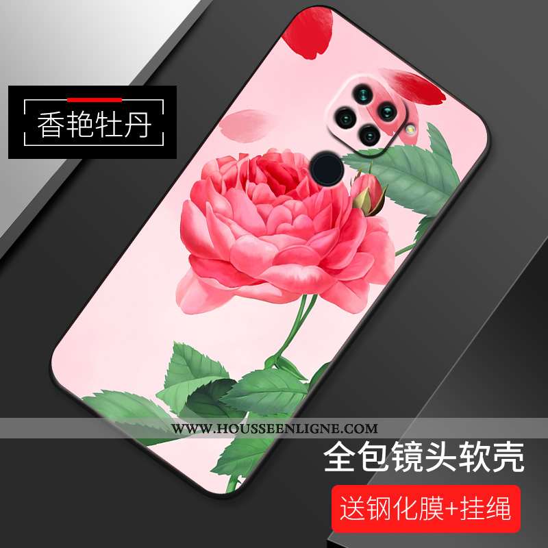 Housse Xiaomi Redmi Note 9 Silicone Protection Nouveau Étui Coque Fleur Incassable Rose