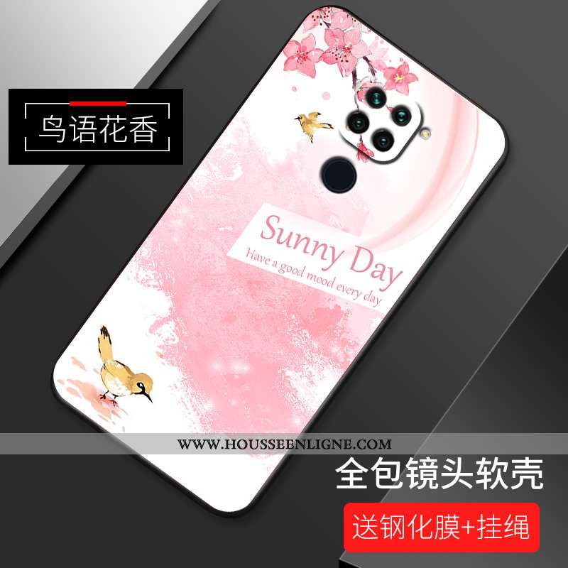 Housse Xiaomi Redmi Note 9 Silicone Protection Nouveau Étui Coque Fleur Incassable Rose