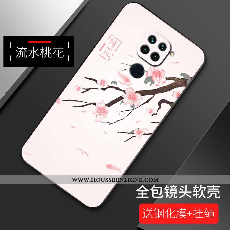 Housse Xiaomi Redmi Note 9 Silicone Protection Nouveau Étui Coque Fleur Incassable Rose
