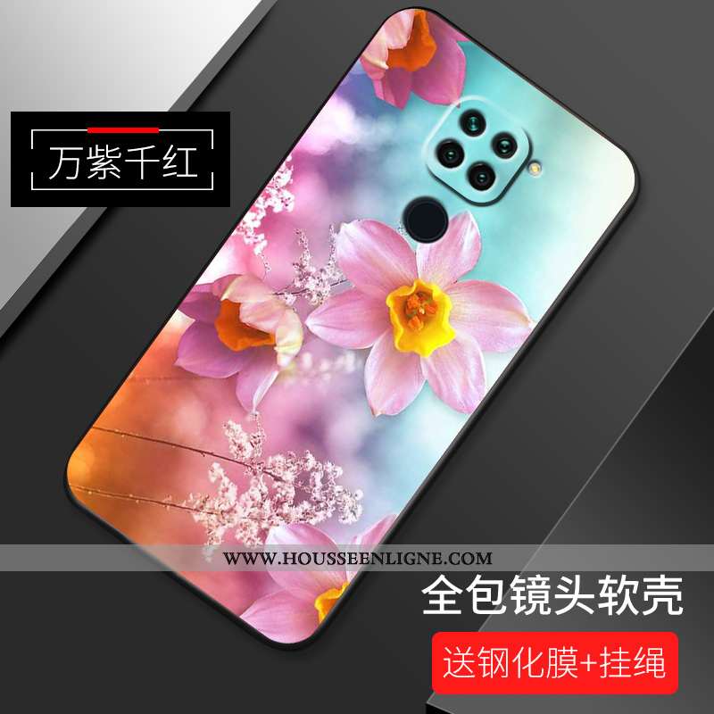 Housse Xiaomi Redmi Note 9 Silicone Protection Nouveau Étui Coque Fleur Incassable Rose
