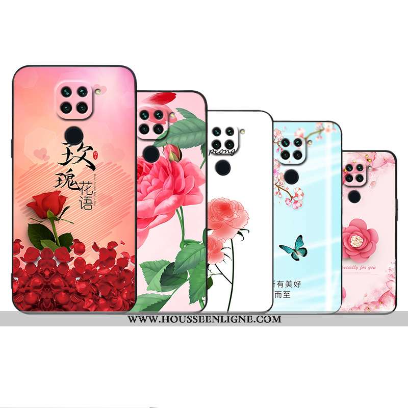Housse Xiaomi Redmi Note 9 Silicone Protection Nouveau Étui Coque Fleur Incassable Rose