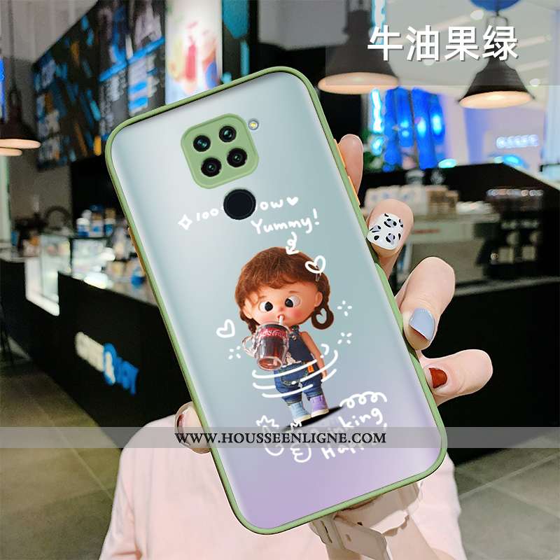 Housse Xiaomi Redmi Note 9 Tendance Fluide Doux Délavé En Daim Créatif Incassable Personnalité Vert 
