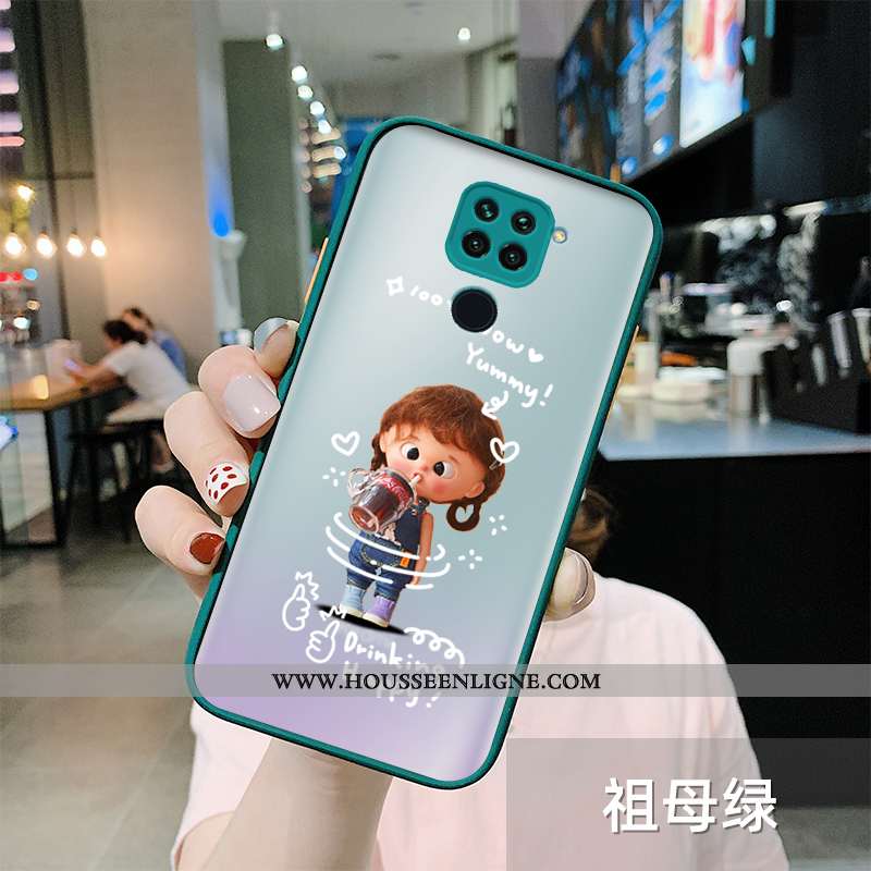 Housse Xiaomi Redmi Note 9 Tendance Fluide Doux Délavé En Daim Créatif Incassable Personnalité Vert 