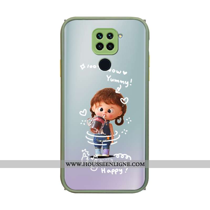 Housse Xiaomi Redmi Note 9 Tendance Fluide Doux Délavé En Daim Créatif Incassable Personnalité Vert 