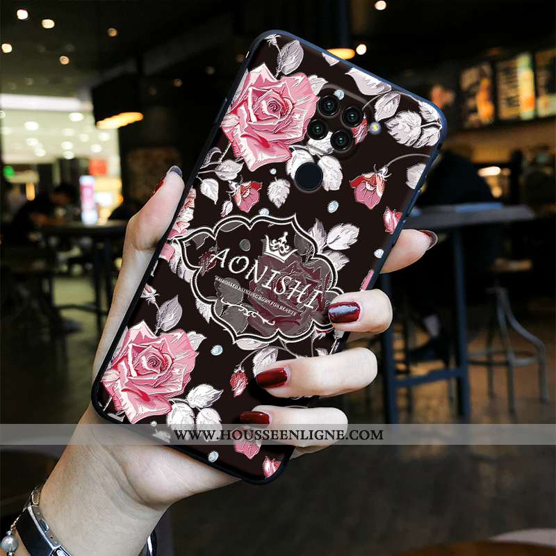 Housse Xiaomi Redmi Note 9 Vintage Tendance Délavé En Daim Protection Bleu Dessin Animé Étui