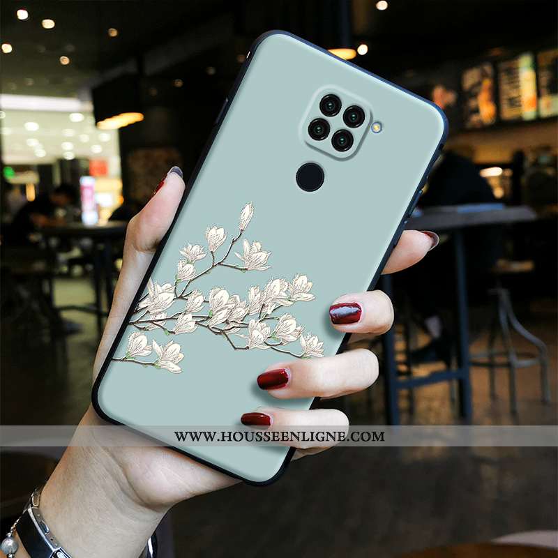 Housse Xiaomi Redmi Note 9 Vintage Tendance Délavé En Daim Protection Bleu Dessin Animé Étui