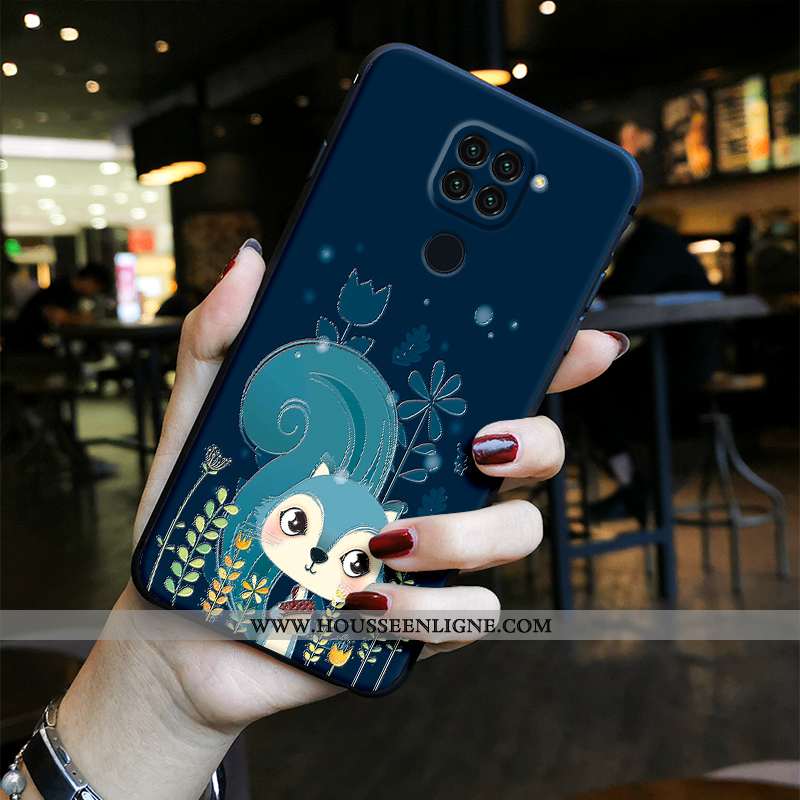 Housse Xiaomi Redmi Note 9 Vintage Tendance Délavé En Daim Protection Bleu Dessin Animé Étui