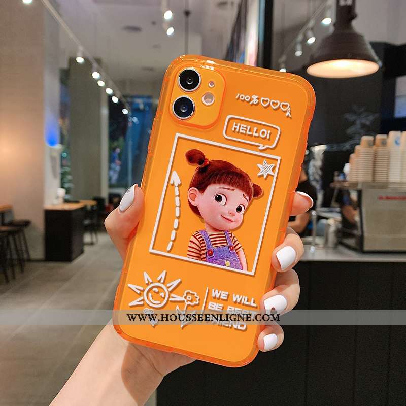 Housse iPhone 11 Charmant Fluide Doux Tout Compris Étui Téléphone Portable Orange Incassable