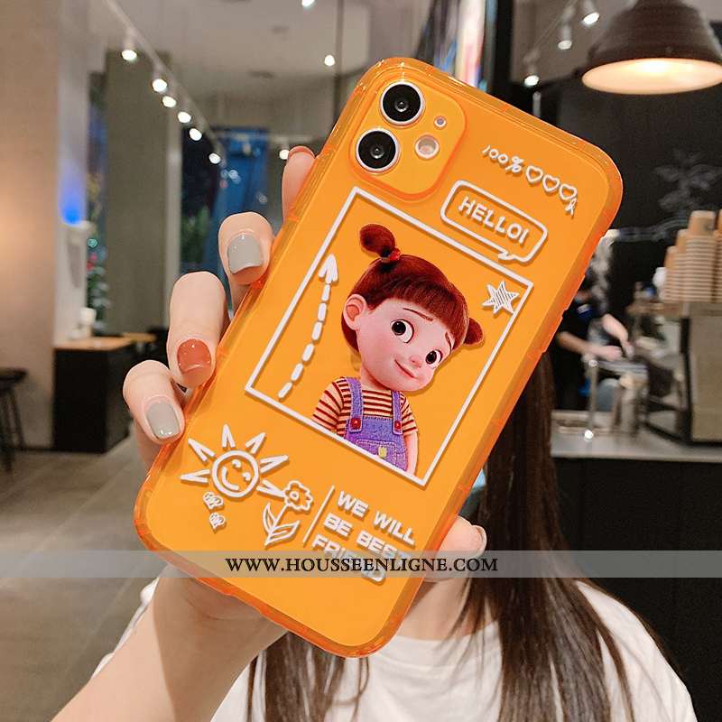 Housse iPhone 11 Charmant Fluide Doux Tout Compris Étui Téléphone Portable Orange Incassable