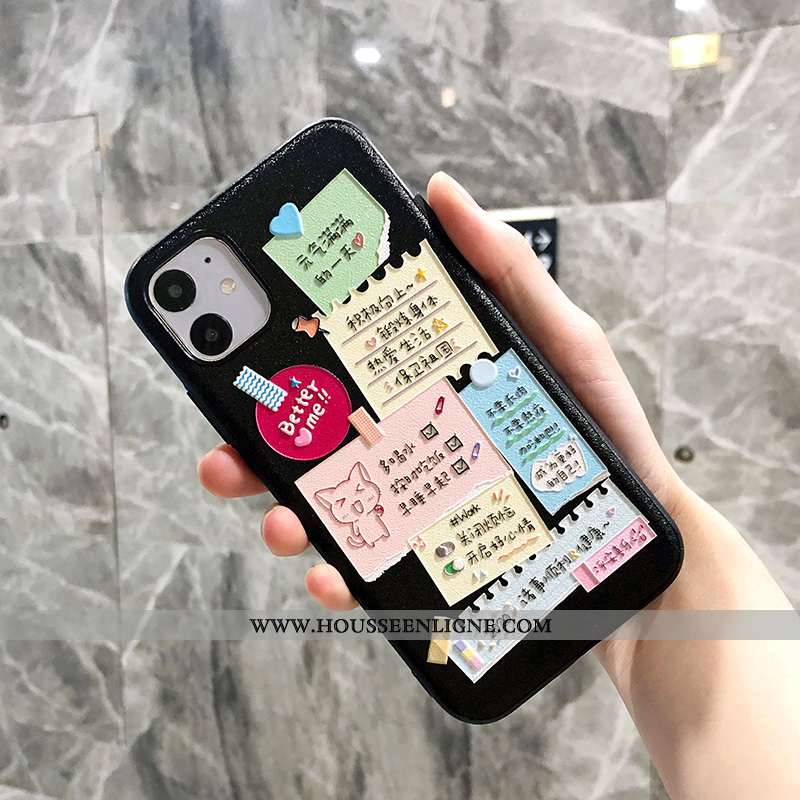 Housse iPhone 11 Charmant Gaufrage Amoureux Petit Coque Noir Blanc