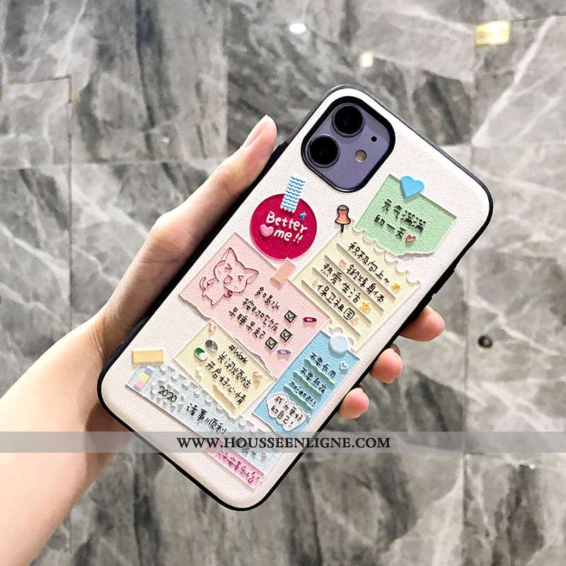 Housse iPhone 11 Charmant Gaufrage Amoureux Petit Coque Noir Blanc