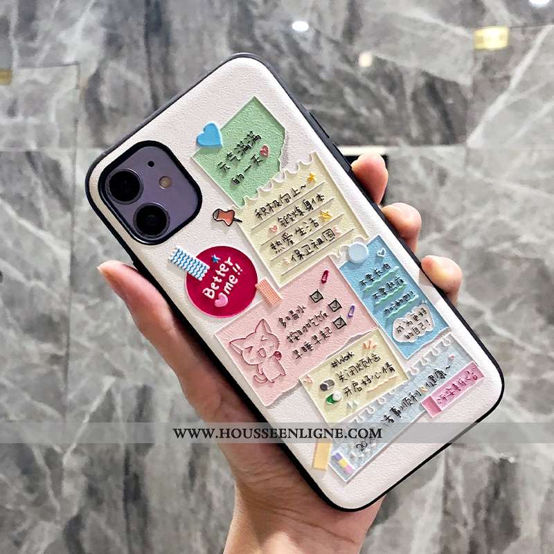 Housse iPhone 11 Charmant Gaufrage Amoureux Petit Coque Noir Blanc