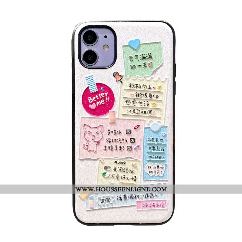 Housse iPhone 11 Charmant Gaufrage Amoureux Petit Coque Noir Blanc