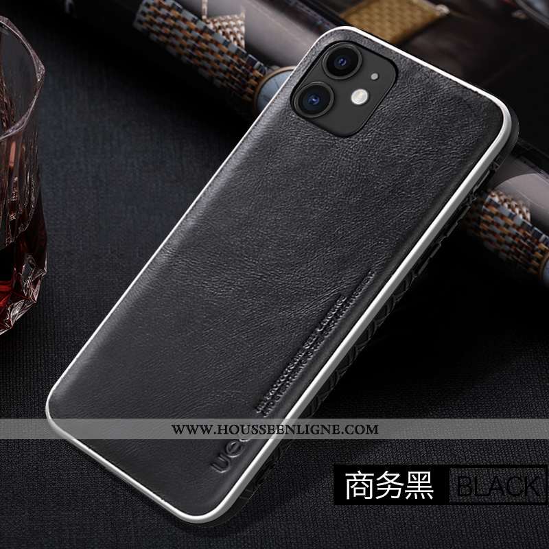 Housse iPhone 11 Cuir Cuir Véritable Qualité Vert Étui Incassable Véritable Bleu