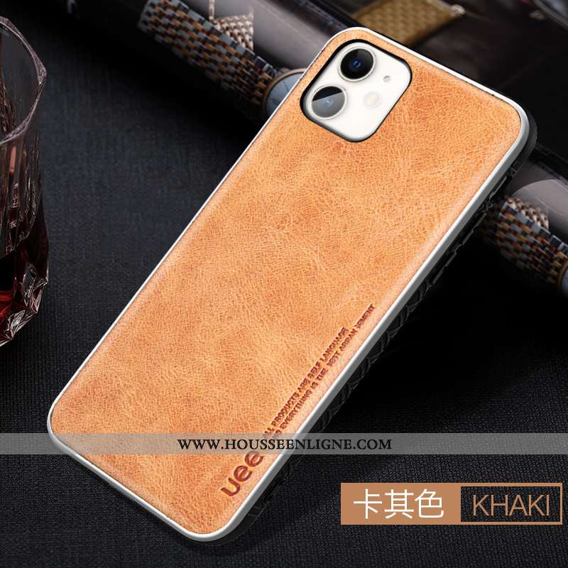 Housse iPhone 11 Cuir Cuir Véritable Qualité Vert Étui Incassable Véritable Bleu
