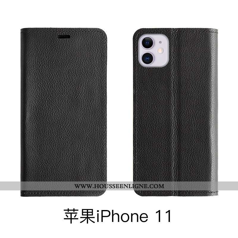 Housse iPhone 11 Cuir Protection Tout Compris Coque Véritable Téléphone Portable Marron